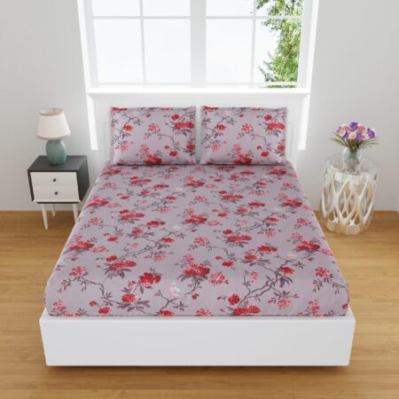 Daisy Premium Cotton 108×108 Inches King Size Bed Sheet + 2 Pillow Covers + 9 by 9 King Size Bedsheet