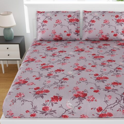 Daisy Premium Cotton 108x108 Inches King Size Bed Sheet + 2 Pillow Covers + 9 by 9 King Size Bedsheet - Image 2