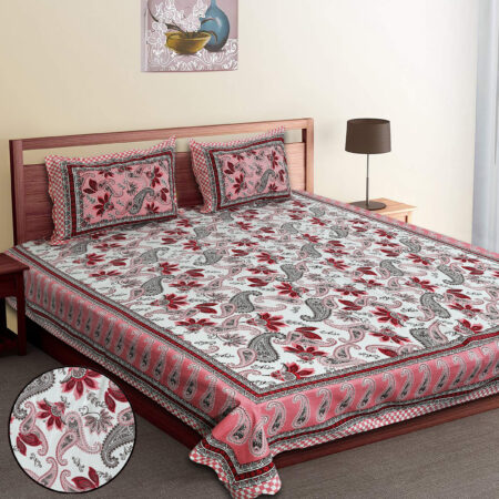 Queen Size 90×108 Inches Bedsheet Made with Pure Cotton + 2 Pillow Covers + Sharma Decoration + Cotton Bedsheet for Double Bed