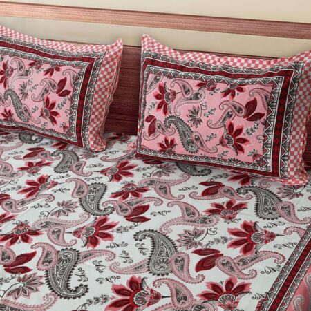 Queen Size 90×108 Inches Bedsheet Made with Pure Cotton + 2 Pillow Covers + Sharma Decoration + Cotton Bedsheet for Double Bed