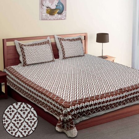 King Size Bedsheet Cotton 100×108 Inches + Fast Colours + King Size Bedsheet with 2 Pillow Covers