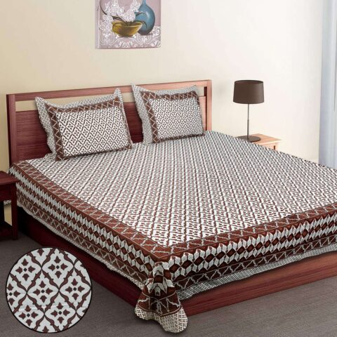 King Size Bedsheet Cotton 100x108 Inches + Fast Colours + King Size Bedsheet with 2 Pillow Covers