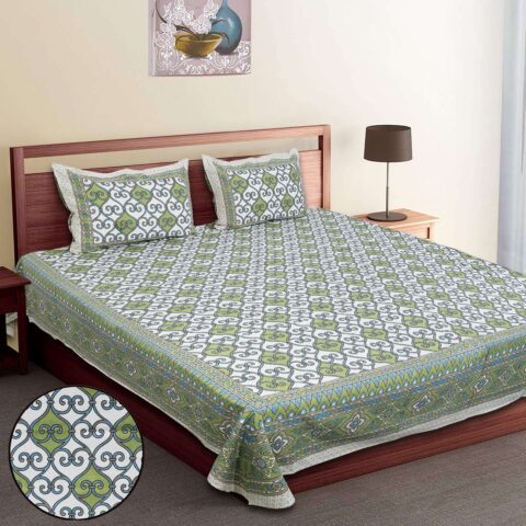 Cotton Bedsheet King Size + 100x108 Inches/8.5 by 9 ft King Size Bedsheet with 2 Pillow Covers