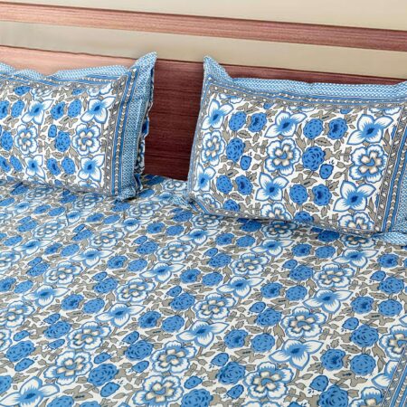 Sharma Decoration | Sanskriti Pure Cotton King Size Bedsheet 100×108 Inches | 2 Pillow Covers