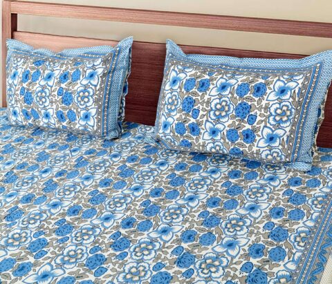 Sharma Decoration | Sanskriti Pure Cotton King Size Bedsheet 100x108 Inches | 2 Pillow Covers - Image 5