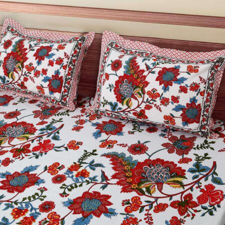 Utsav Collection | King Size100x108 Inches Pure Cotton Bedsheet | 2 Pillow Covers