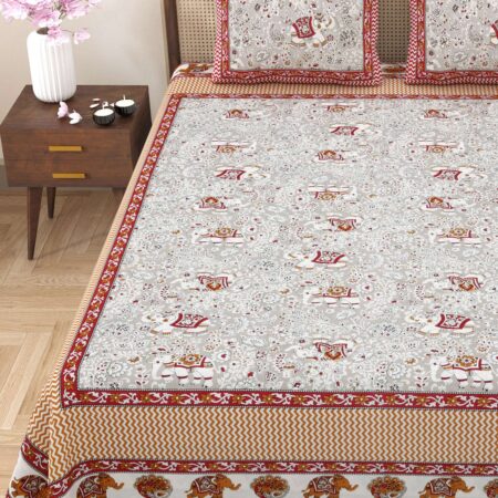 Sharma Decoration | 90×108 Inches Queen/Double Bed Sheet Pure Cotton | Fast Colours