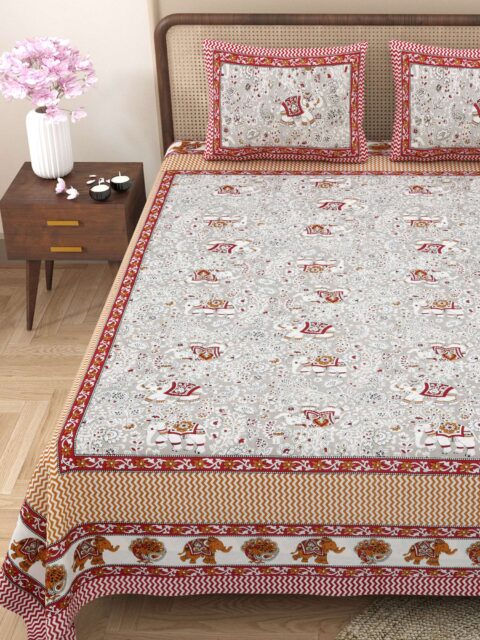 Sharma Decoration | 90x108 Inches Queen/Double Bed Sheet Pure Cotton | Fast Colours - Image 2