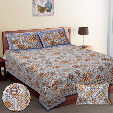 Artistic Collection Diwan Size 70×100 Inches Cotton Bedsheet with 2 Pillow Covers | Pure Cotton