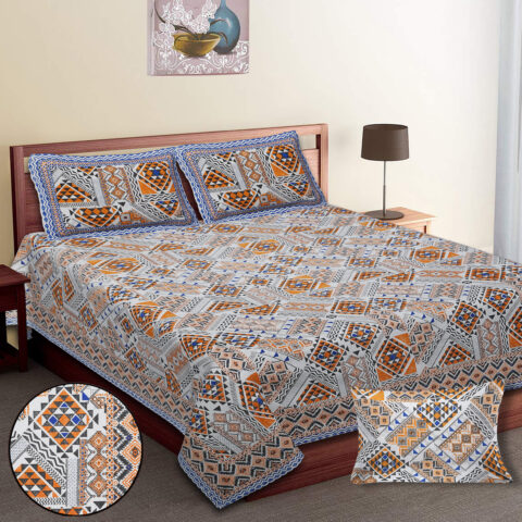 Artistic Collection Diwan Size 70x100 Inches Cotton Bedsheet with 2 Pillow Covers | Pure Cotton