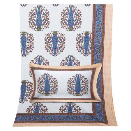 70×100 Inches Diwan Bed Sheet | 2 Pillow Covers | Artistic Collection |100% Cotton