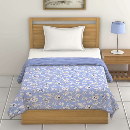 Floral Print Single Bed 60×90 Inches AC Dohar or Quilt | Reversible | Flannel Filling | 1 Piece