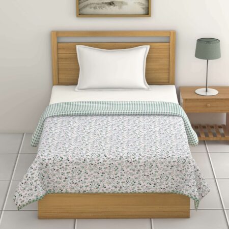 Check Print | Reversible Single Bed 60×90 Inches AC Quilt | Flannel Filling Dohar | 1 Piece