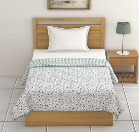 Check Print | Reversible Single Bed 60x90 Inches AC Quilt | Flannel Filling Dohar | 1 Piece