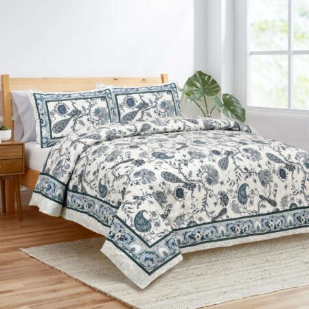 Viscose Cotton 90×108 Inches Double/Queen Size Bedsheet + 2 Pillow Covers