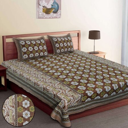 Fortune 90×108 Inches Pure Cotton Double Bed Sheet | 2 Pillow Covers | Machine Washable | Fast Colours