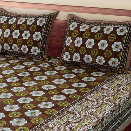 Fortune 90×108 Inches Pure Cotton Double Bed Sheet | 2 Pillow Covers | Machine Washable | Fast Colours