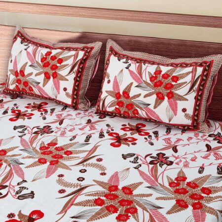 Diwan Size Bed Sheet 70×100 Inches | Utsav Print | 2 Pillow Covers | 100% Cotton