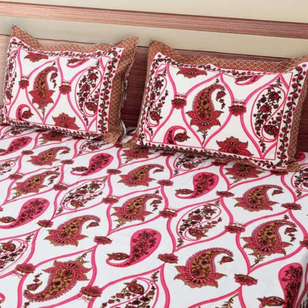 Utsav Print | 70×100 Inches Diwan Pure Cotton Bedsheet | 2 Pillow Covers | Fast Colours