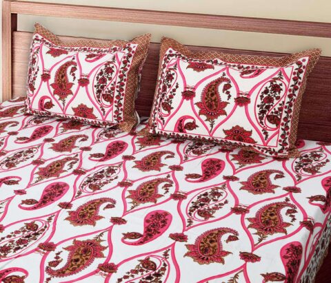 Utsav Print | 70x100 Inches Diwan Pure Cotton Bedsheet | 2 Pillow Covers | Fast Colours - Image 3