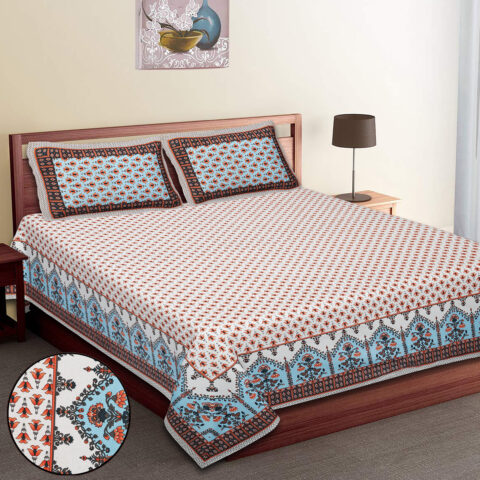 100x108 Inches Pure Cotton King Size Bedsheet - 2 Pillow Covers - Utsav Catalogue