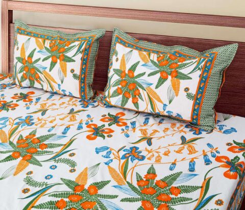 Pure Cotton Utsav 100x108 Inches King Size Bed Sheet - 2 Pillow Covers - Image 4