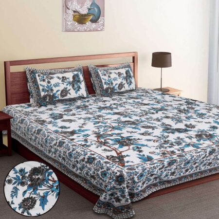 King Size 100×108 Inches Pure Cotton Bedsheet | 2 Pillow Covers | Utsav Catalogue | 8.5 by 9 feet Bedsheet