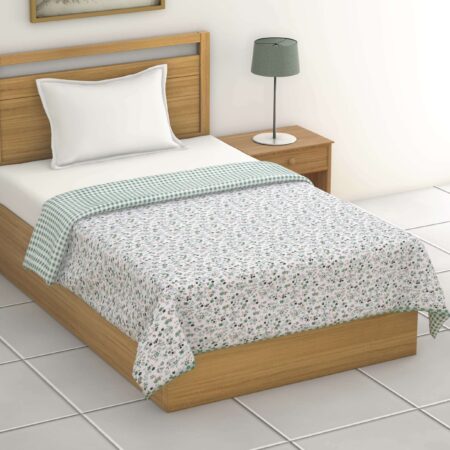 Check Print | Reversible Single Bed 60×90 Inches AC Quilt | Flannel Filling Dohar | 1 Piece