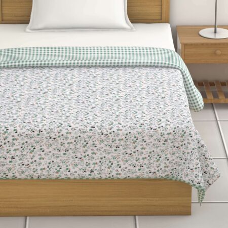 Check Print | Reversible Single Bed 60×90 Inches AC Quilt | Flannel Filling Dohar | 1 Piece