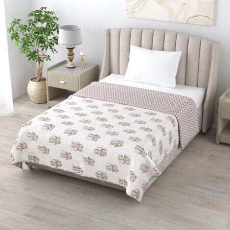 60×90 Inches Flannel Filling Single Bed AC Dohar | AC Quilt for Single Bed | Cotton Fabric (1 Pair)