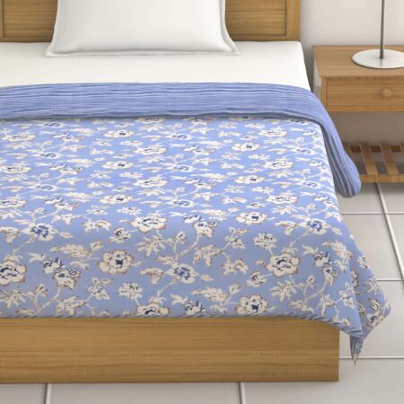 Floral Print Single Bed 60×90 Inches AC Dohar or Quilt | Reversible | Flannel Filling | 1 Piece