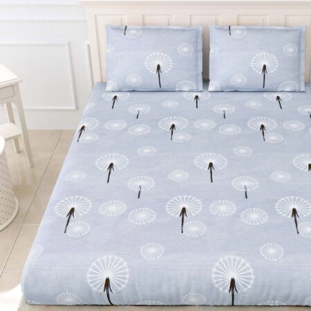 King Size Cotton Bedsheet + 108×108 Inches Glace Cotton Fabric + 2 Pillow Covers + 9×9 Ft Cotton Bedsheet King Size