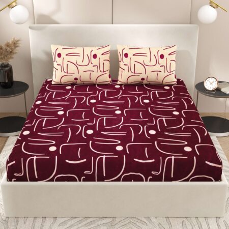 Cosmos Print – 108×108 Inches Bed Sheet – King Size – 2 Pillow Covers – Glace Cotton – Fade Resistant