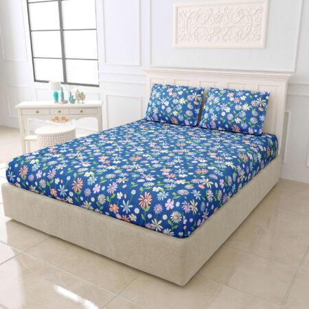 Glace Cotton Fabric108x108 Inches King Size Bedsheet with 2 Pillow Covers