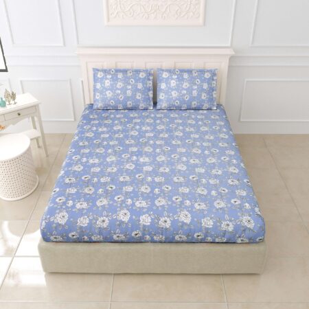 Soft Cotton+108×108 Inches/ 9 by 9 Feet King Size Bedsheet + 2 Pillow Covers + Glace Cotton Fabric