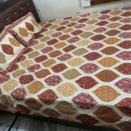 Ajrakh Collection | 100×108 Inches | 8.33×9 Feet King Size Bed Sheet | 2 Pillow Covers | Fast Colours