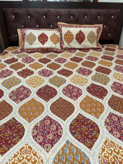 Ajrakh Collection | 100x108 Inches | 8.33x9 Feet King Size Bed Sheet | 2 Pillow Covers | Fast Colours - Image 8