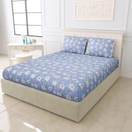 Soft Cotton+108×108 Inches/ 9 by 9 Feet King Size Bedsheet + 2 Pillow Covers + Glace Cotton Fabric