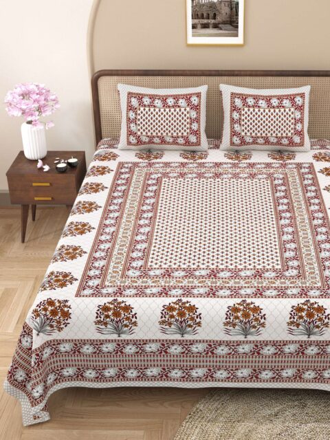 90x108 Inches Pure Cotton Bed Sheet | 2 Pillow Covers | Fast Colours | Jaipuri Print Double Bedsheet - Image 4