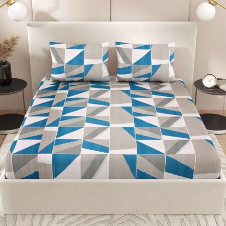 108×108 Inches King Size Bedsheet – 2 Pillow Covers – Soft Cotton Fabric – 9×9 Feet – Glace Cotton