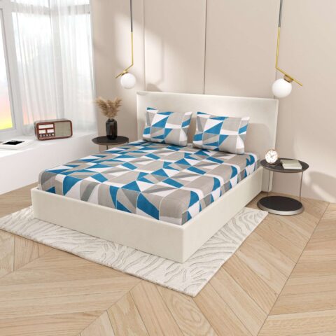 108x108 Inches King Size Bedsheet - 2 Pillow Covers - Soft Cotton Fabric - 9x9 Feet - Glace Cotton - Image 3