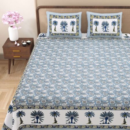 Jaipuri Print Double Bedsheet 90×108 Inches | 2 Pillow Covers | Pure Cotton