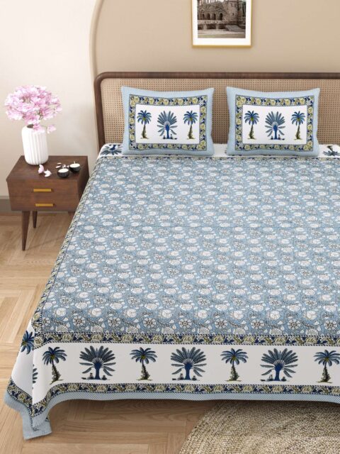 Jaipuri Print Double Bedsheet 90x108 Inches | 2 Pillow Covers | Pure Cotton - Image 3