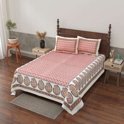 Grace Collection + Diwan 70x100 Inches Bedsheet + Pure Cotton + 2 Pillow Covers + Fade Resistant