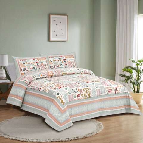 Rudraksh King Size 108"x108" Pure Cotton Bedsheets + 2 Pillow Covers + 9by9 Feet King Size Bedsheet